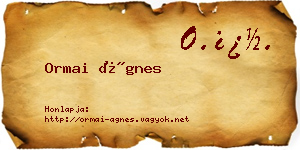 Ormai Ágnes névjegykártya